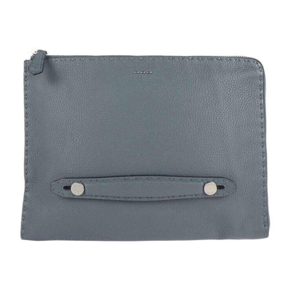 Fendi Selleria clutch bag leather blue gray Shoulder Handbag